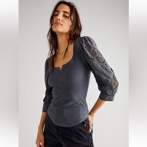 Free People Brunch Date Henley NEW Metal Stiletto